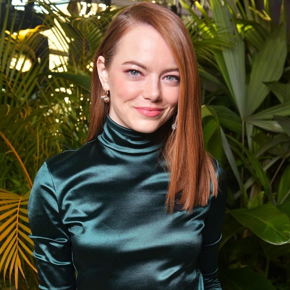 Emma Stone's blunt red hair