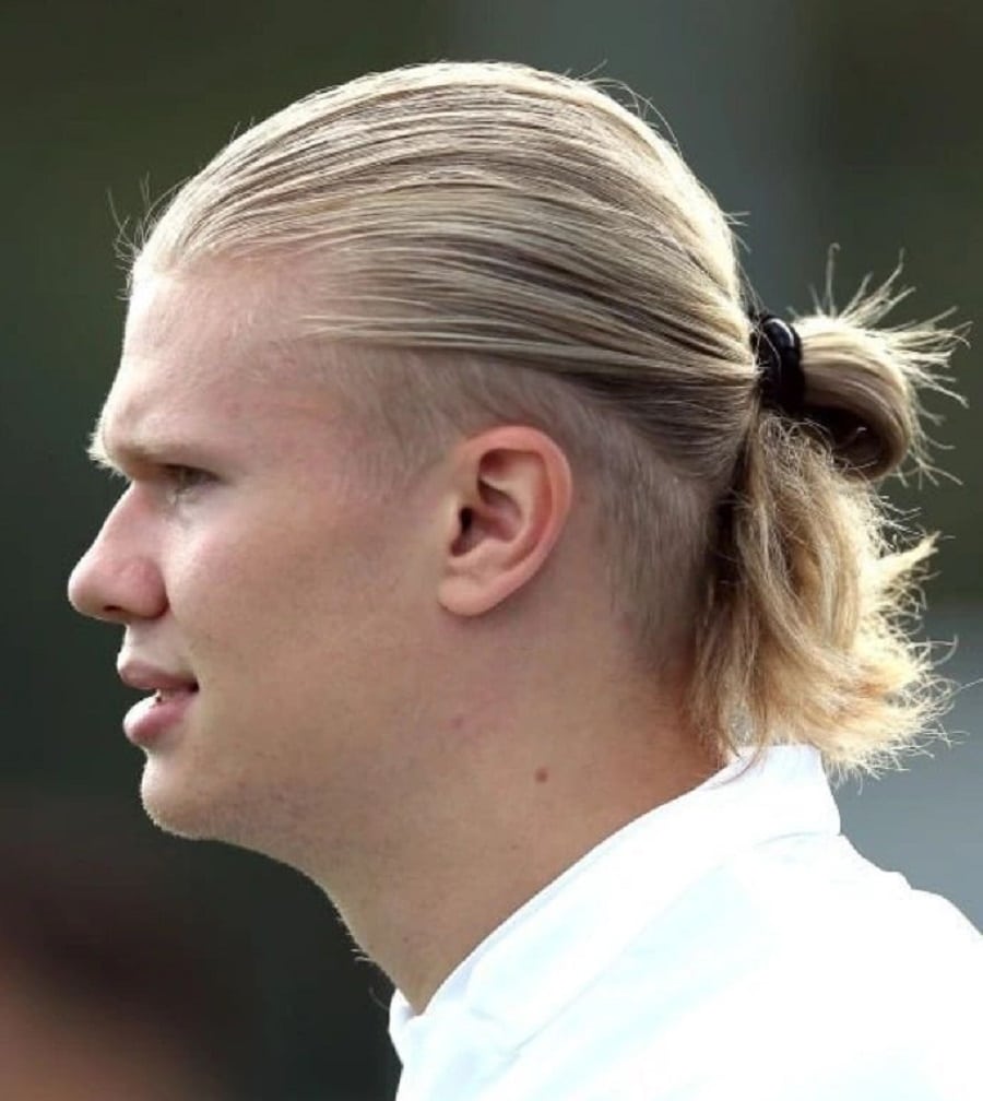Erling Haaland With Half Up Bun Hairstyle