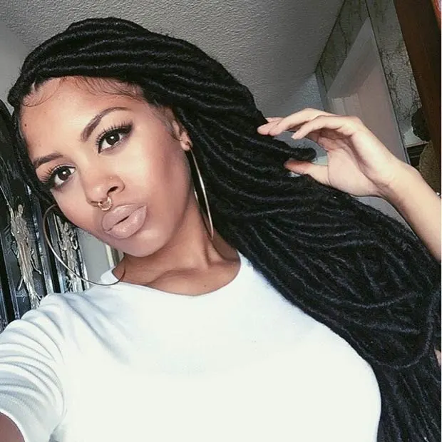 Permanent Faux Locs hairstyle for women 