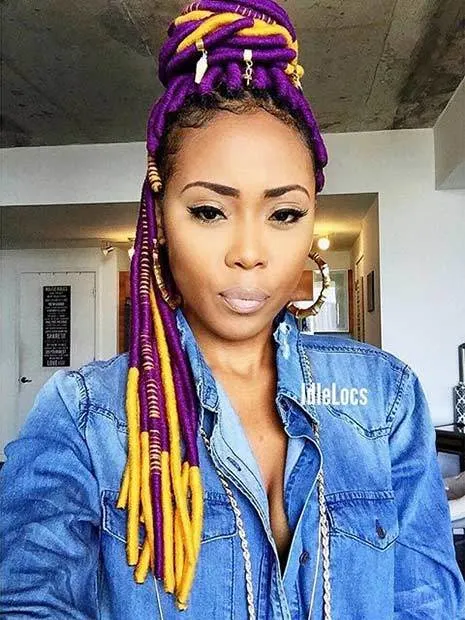 Synthetic locs hairstyle for young girl