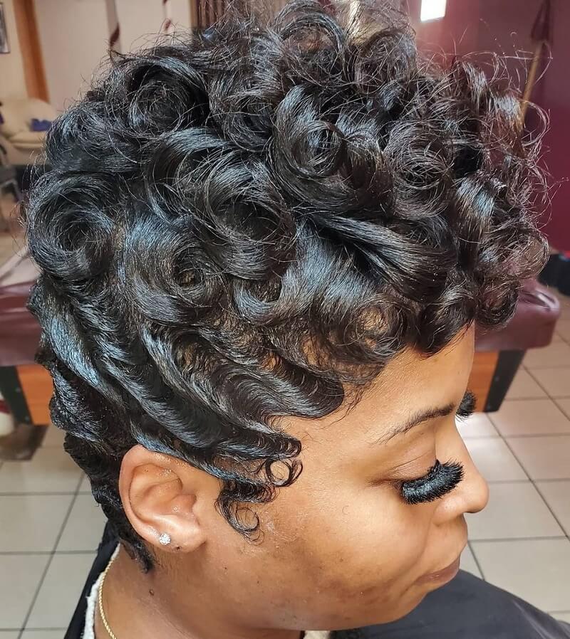 Finger Waves with Curly Tops for Black Girls