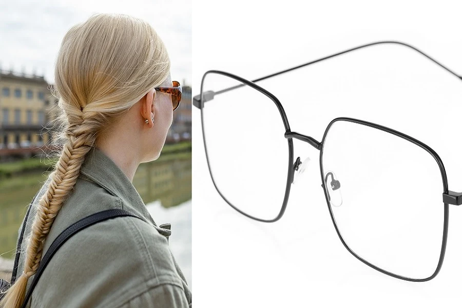 Fishtail Braid + Square Frame Glass