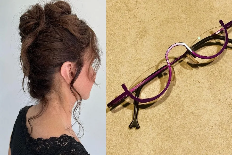 French twist + half moon frame