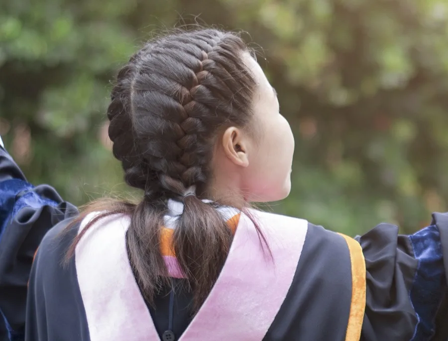 French braided pigtails for graduation