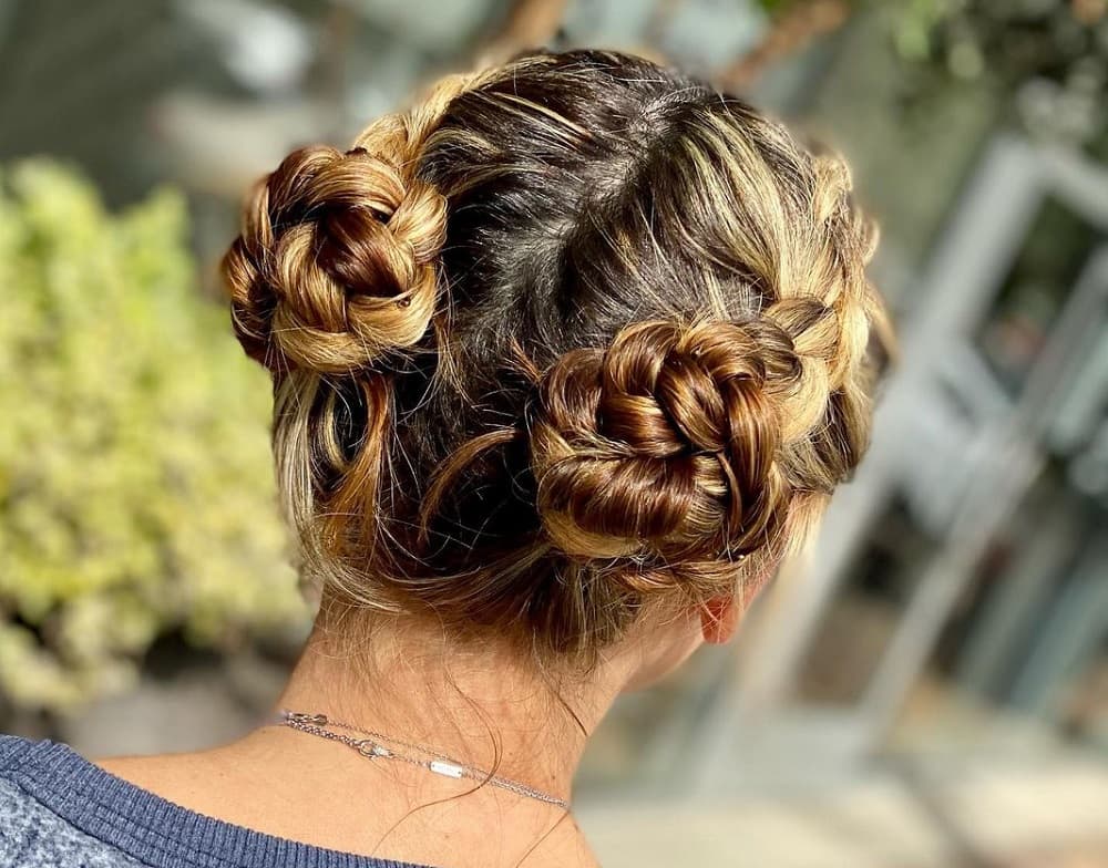 French braided space buns