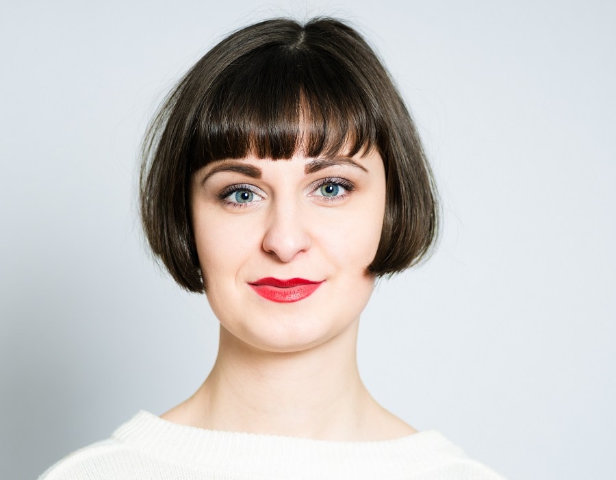 French brown bob with bangs