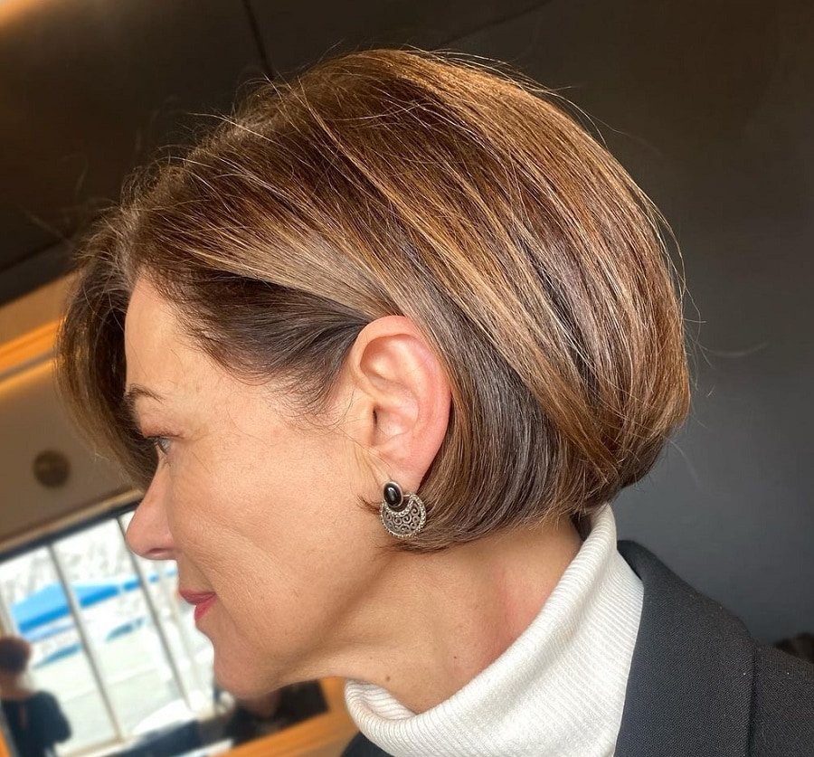 French short balayage bob for women over 50