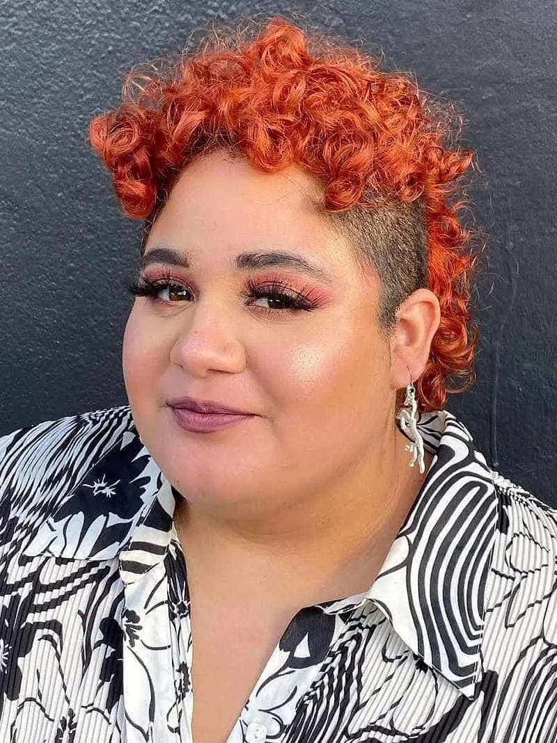 Ginger Curly Mullet for Women with Round Faces