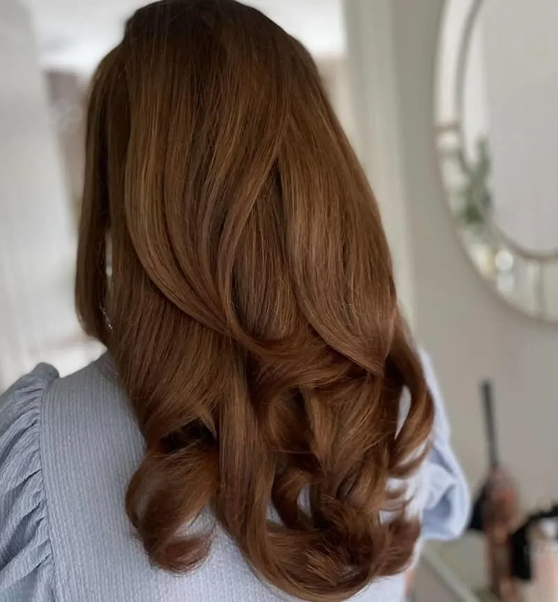 Golden Chestnut Brown with Loose Curls
