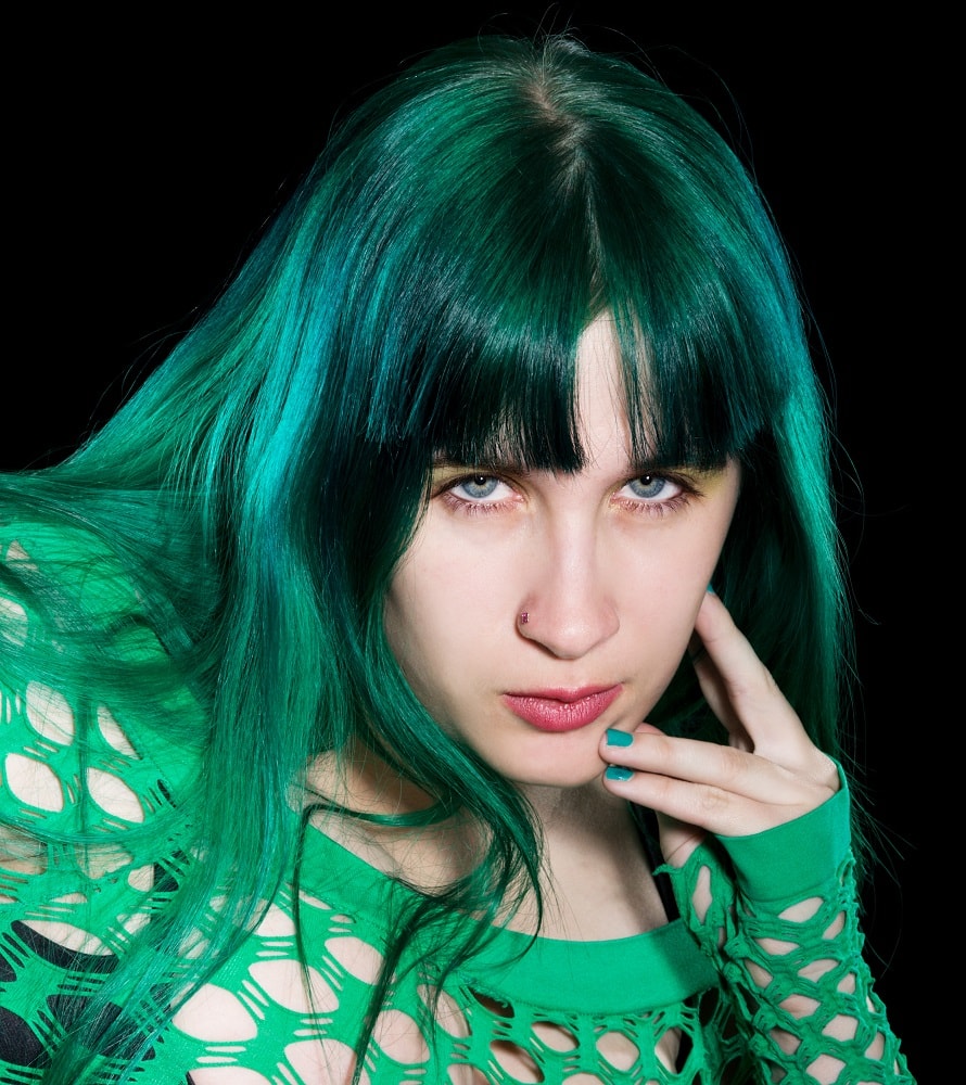 Green Hair Color for Women with Blue Eyes