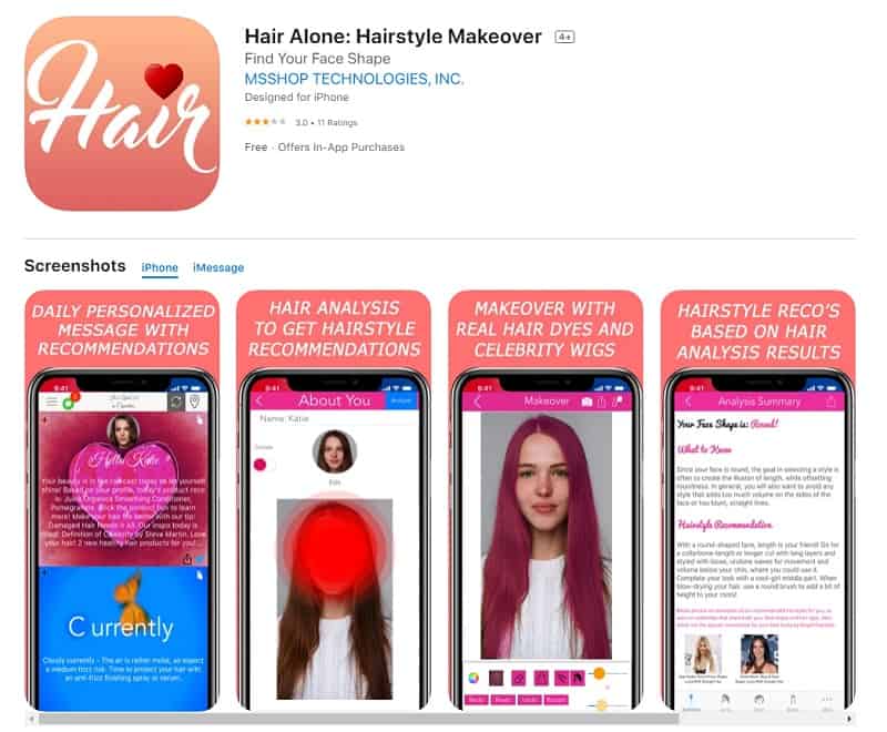 Hair Alone Hairstyle Makeover App