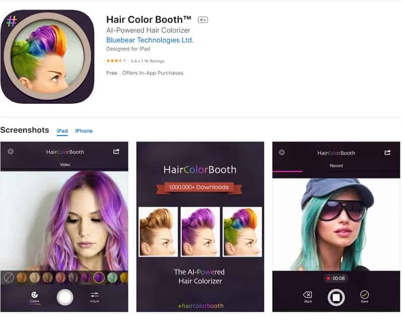 Hair Color Booth App for ios