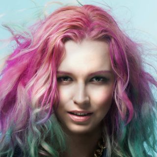 woman with colorful hair dye