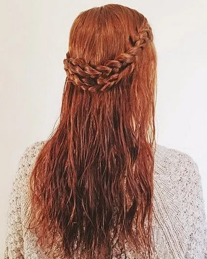 Braided Double Crown hairstyle for wet hair