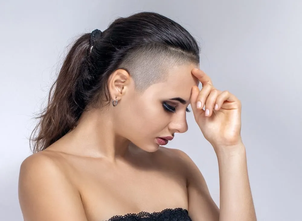 Half shaved ponytail for women