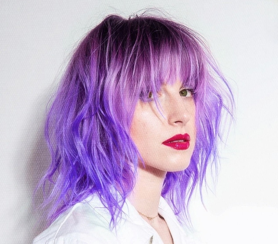 Hayley Williams with orchid purple beach waves