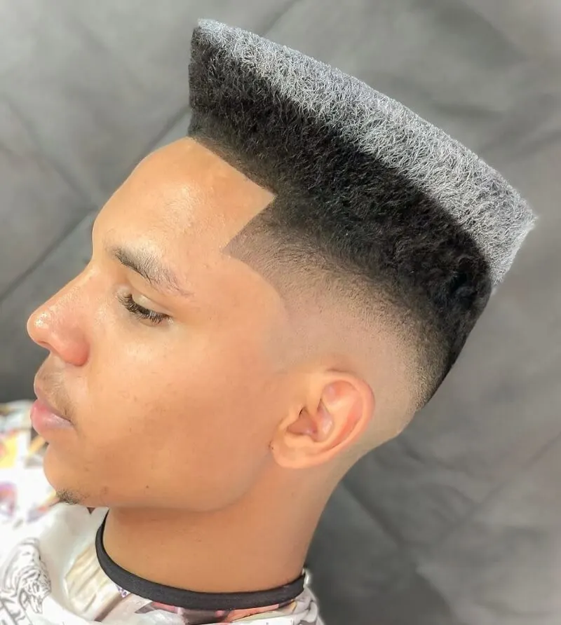 High Flat Top Fade with Dyed Tips
