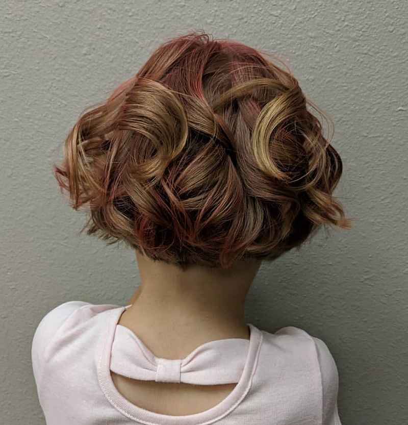 Highlighted Short Curly Bobs for Little Girls