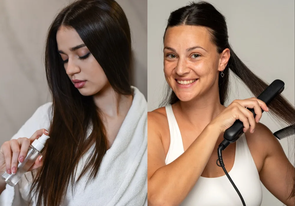 Smoothing hair after keratin treatment