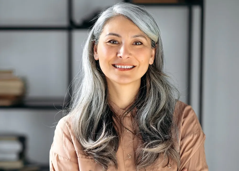 How To Wear Grey Hair Without Looking Old - Long Wavy Layers
