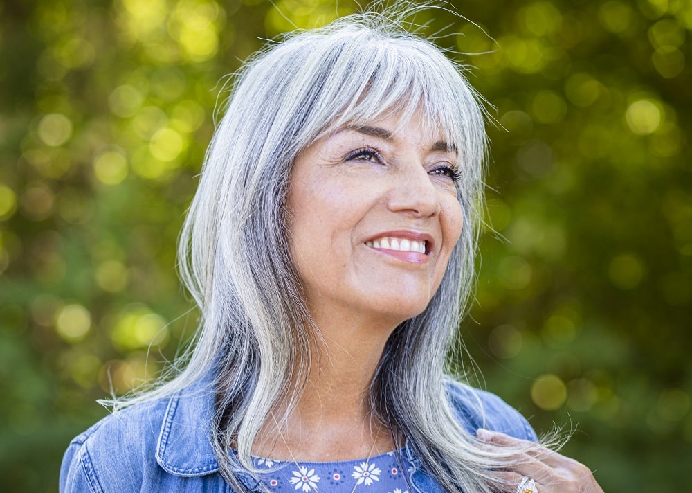 How To Wear Grey Hair Without Looking Old - Wispy Bangs