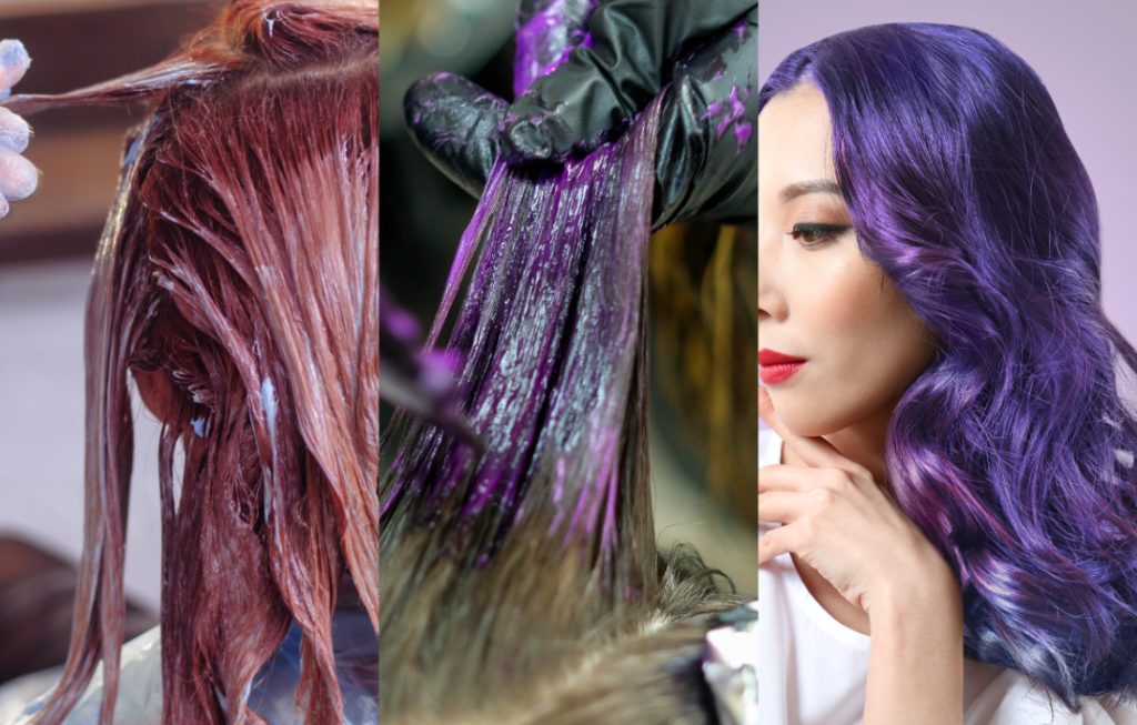 How to Dye Red Hair Purple with Bleaching