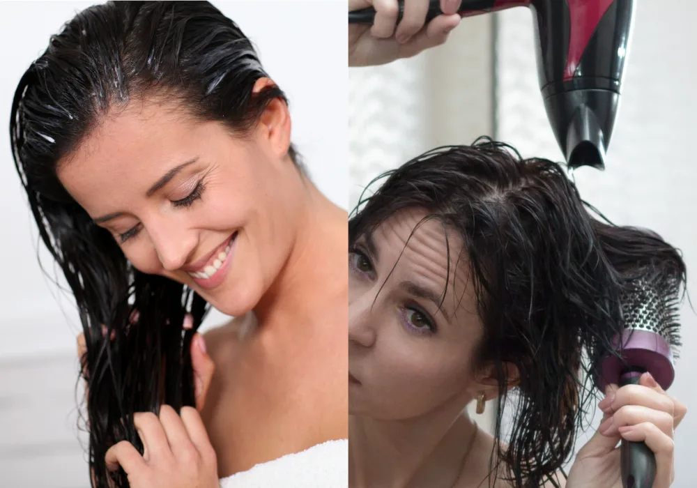 steps to stop hair going fluffy after washing
