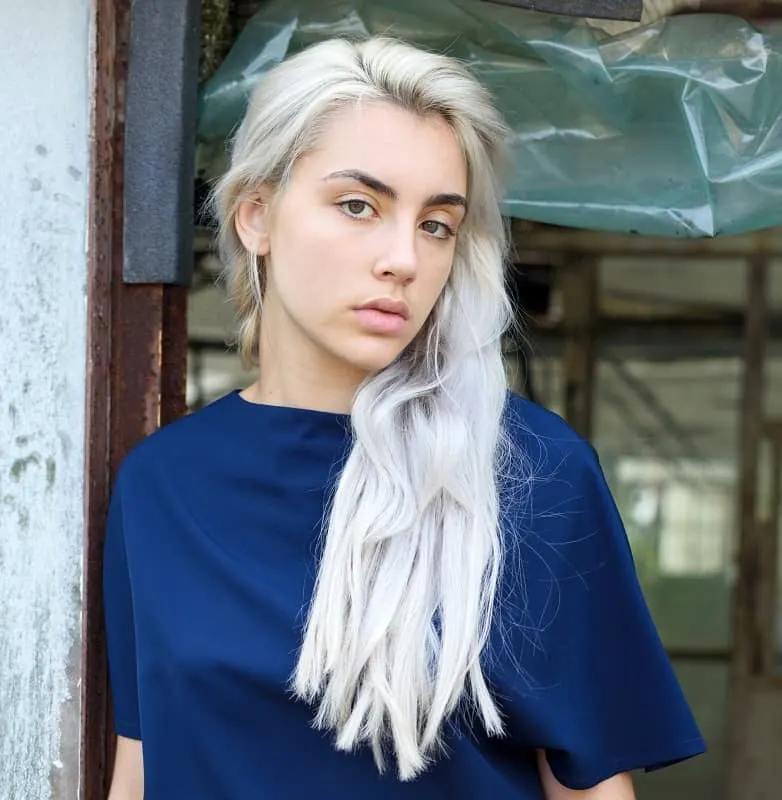 Icy platinum blonde hair for women