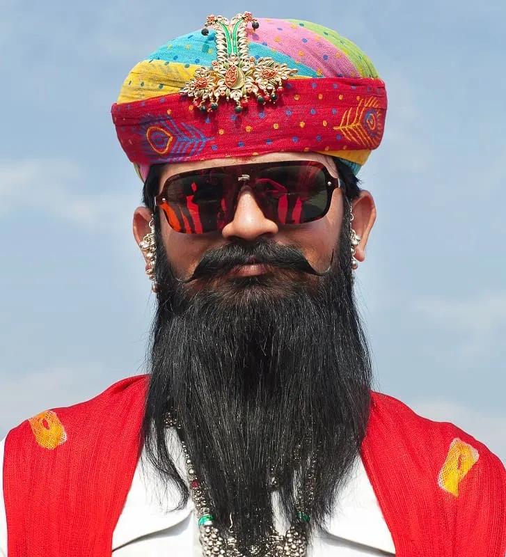 Indian men's beard with mustache
