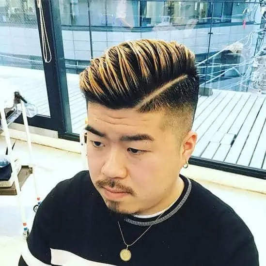 pompadour with highlights for japanese men