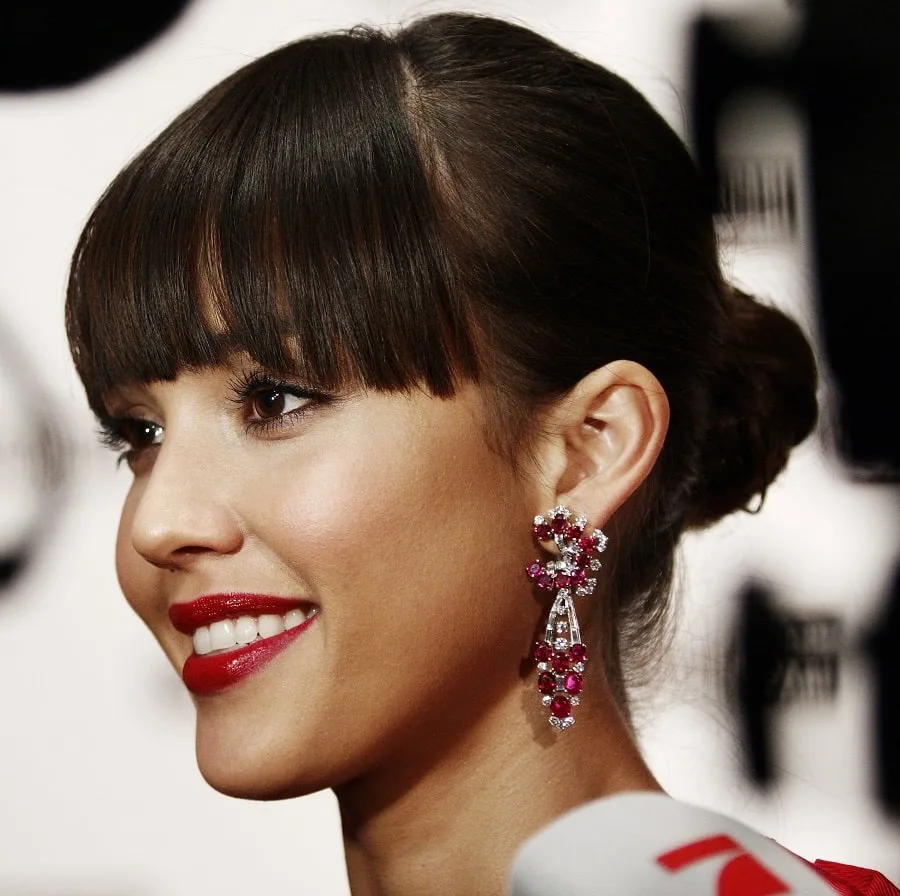 Jessica Alba's Bun with Bangs