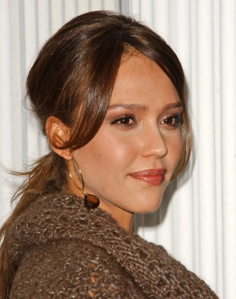 Jessica Alba's Ponytail with Curtain Bangs