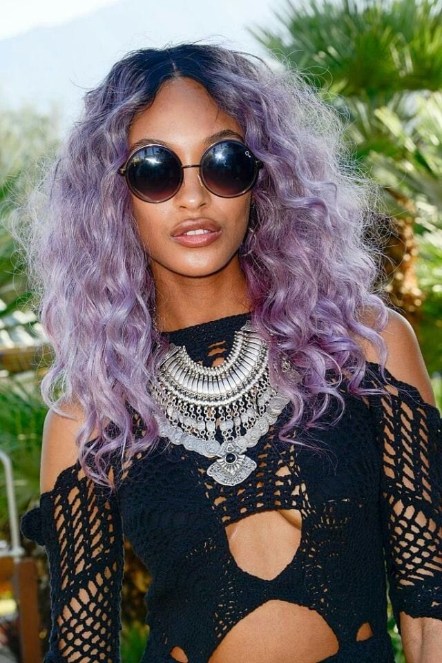 Jordan Dunn with silver purple hair