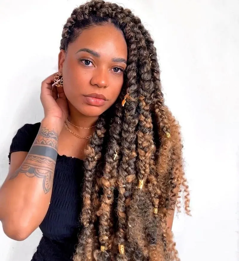 Jumbo Curly Box Braids on Ombre Hair