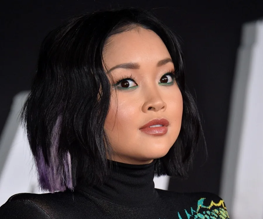 Lana Condor with purple underneath hair