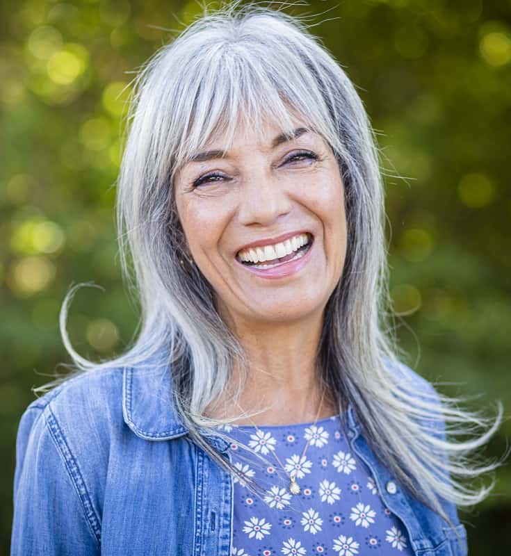 Layered Grey Hairstyle for Women Over 50