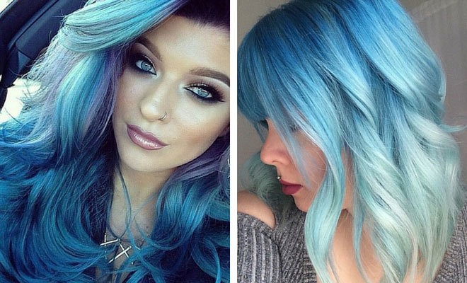light blue hairstyle