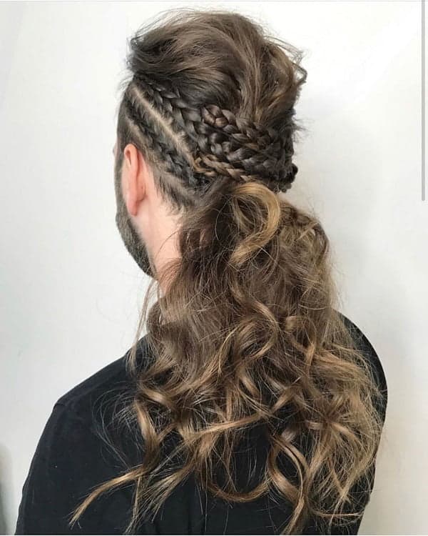 viking braids on wavy hair