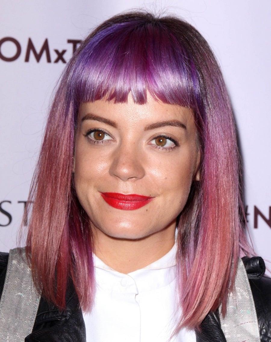 Lily Allen with lilac purple hair