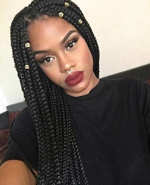 Long Bun Box Braid Hairstyles