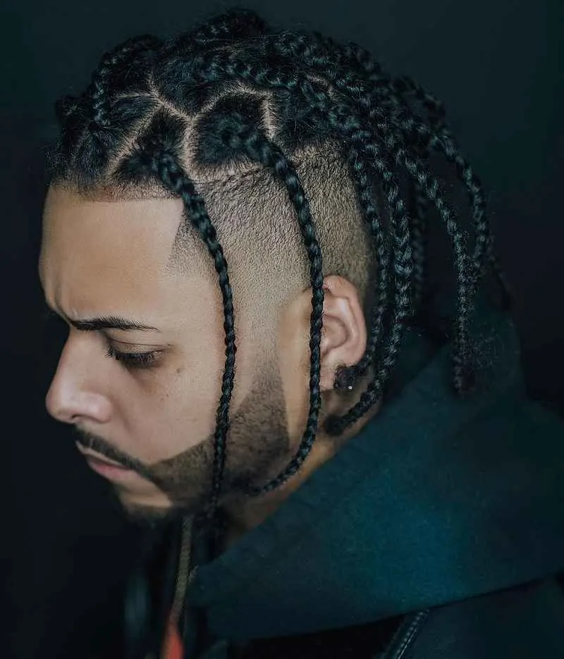 Long Braided Hair for Men with Undercut
