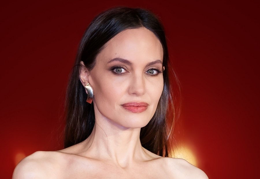 Long Brown-haired Actress Angelina Jolie Over 40