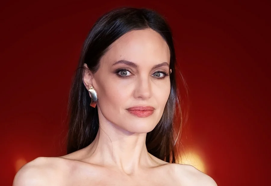 Long Brown-haired Actress Angelina Jolie Over 40