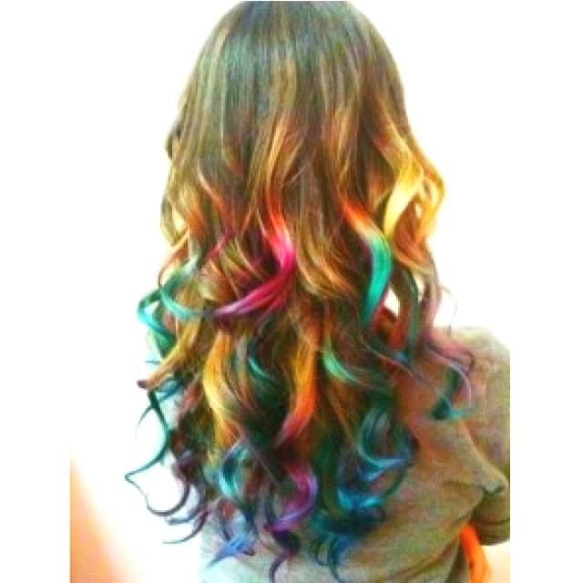 Rainbow color Long Layered Hair Style