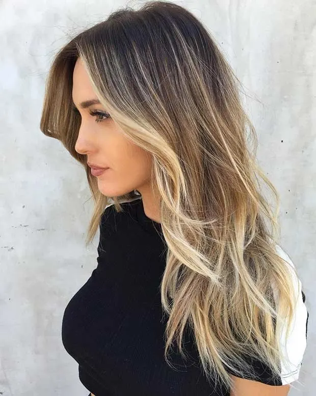 Bayalage Color with Long Layered Hair Style 
