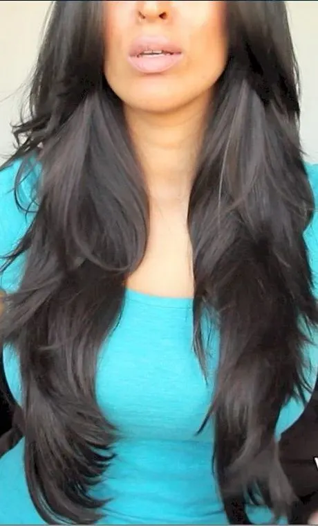 black color Long Layered Hair Style