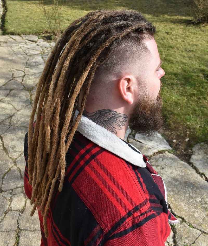 Long Mohawk Dreads with Taper Fade