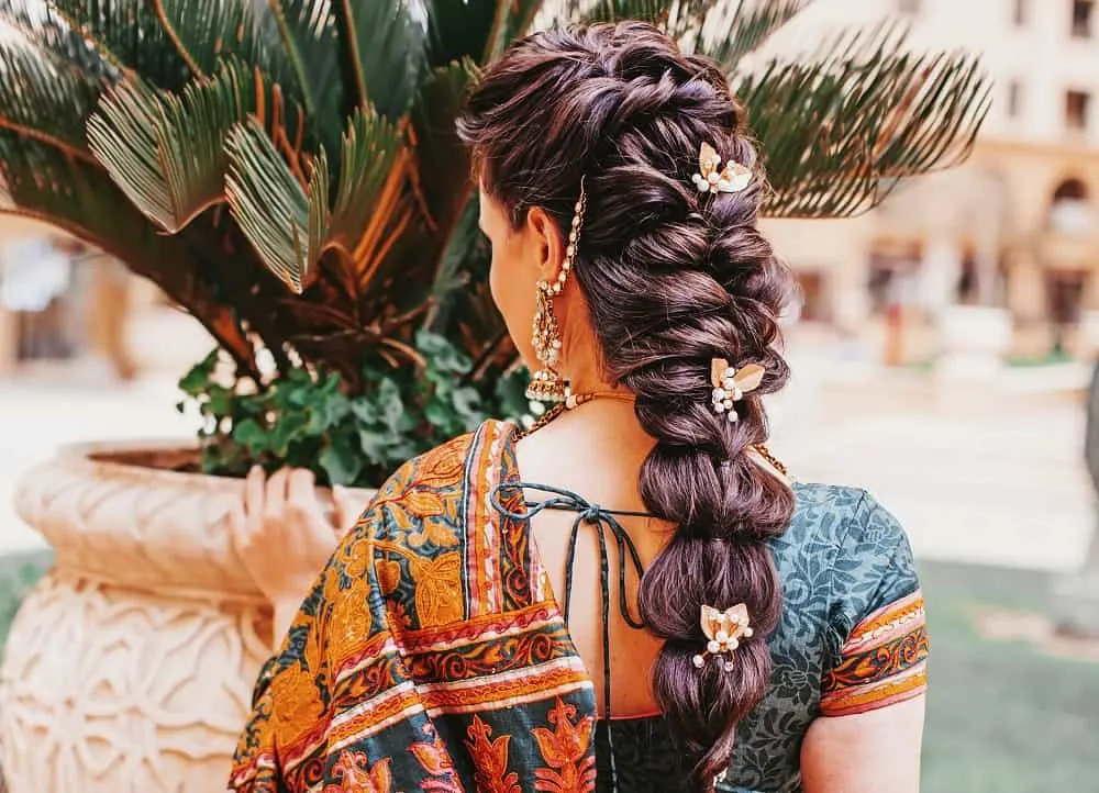 Long braided Hairstyle for Indian Women