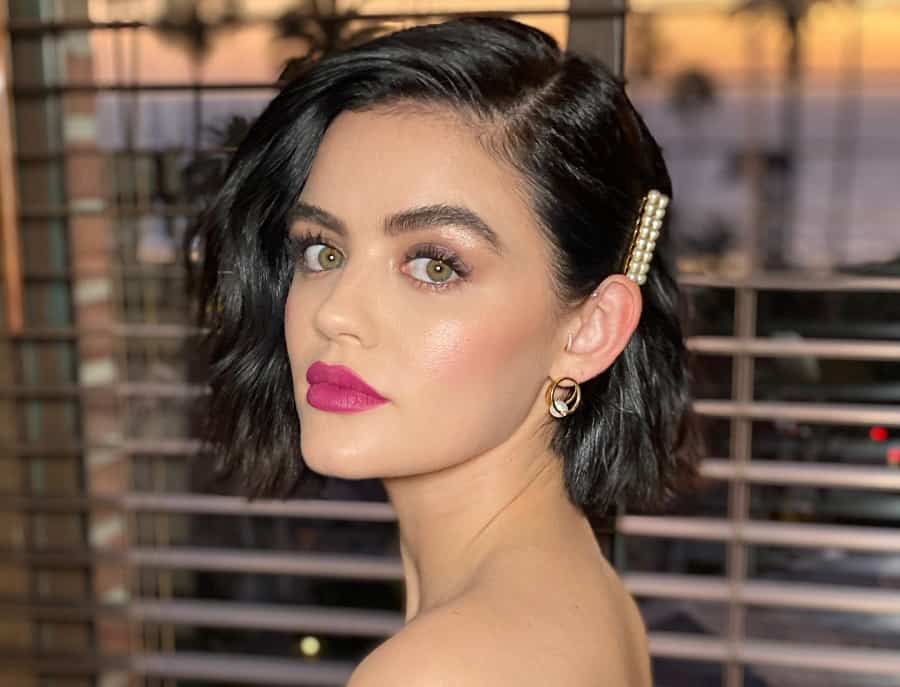 Lucy Hale With Side Part Hair