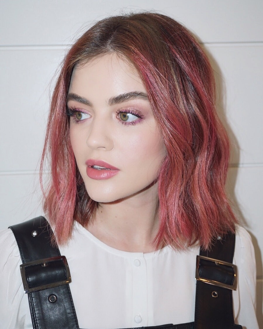 Lucy Hale With Pink Hair